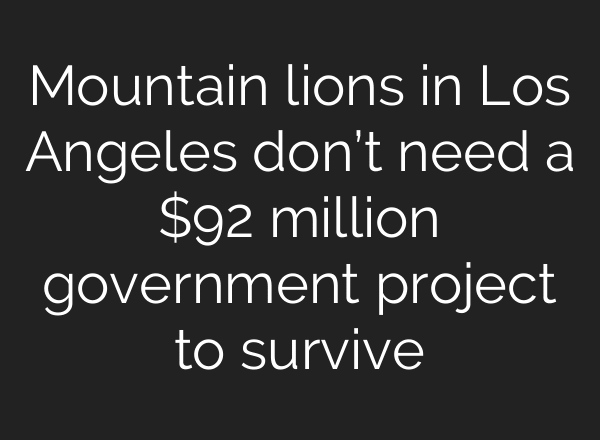 Mountain lions in Los Angeles don’t need a $92 million government project to survive