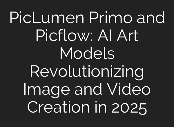 PicLumen Primo and Picflow: AI Art Models Revolutionizing Image and Video Creation in 2025