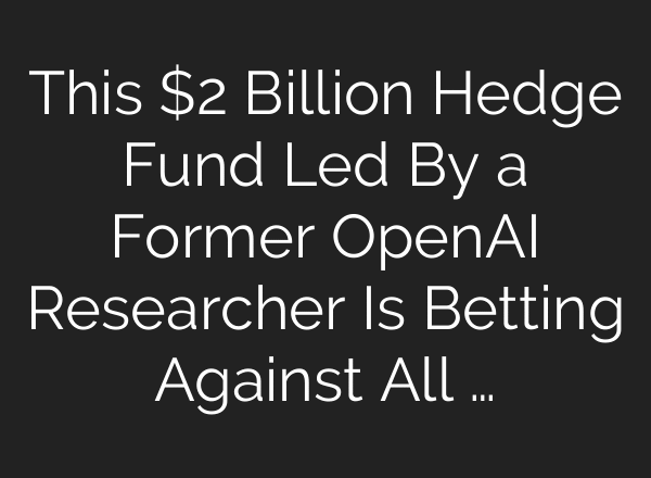 This $2 Billion Hedge Fund Led By a Former OpenAI Researcher Is Betting Against All …