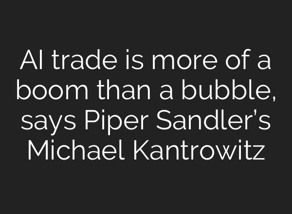AI trade is more of a boom than a bubble, says Piper Sandler’s Michael Kantrowitz