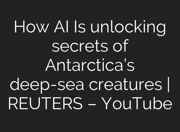How AI Is unlocking secrets of Antarctica’s deep-sea creatures | REUTERS – YouTube