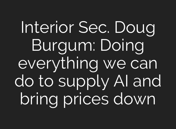 Interior Sec. Doug Burgum: Doing everything we can do to supply AI and bring prices down