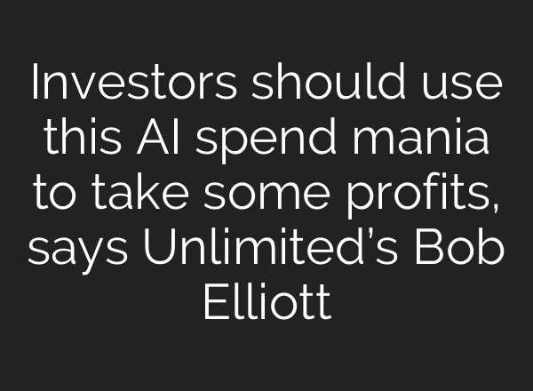 Investors should use this AI spend mania to take some profits, says Unlimited’s Bob Elliott