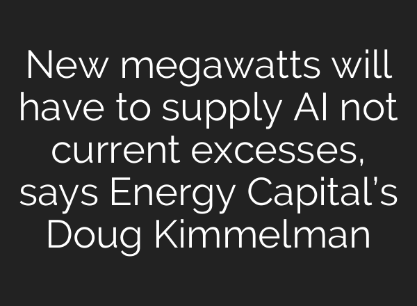 New megawatts will have to supply AI not current excesses, says Energy Capital’s Doug Kimmelman