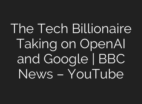 The Tech Billionaire Taking on OpenAI and Google | BBC News – YouTube