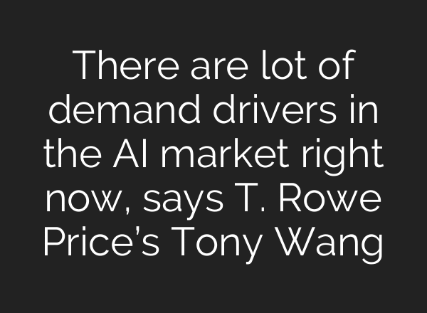 There are lot of demand drivers in the AI market right now, says T. Rowe Price’s Tony Wang