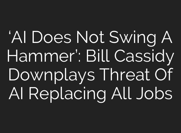 ‘AI Does Not Swing A Hammer’: Bill Cassidy Downplays Threat Of AI Replacing All Jobs