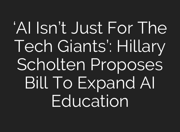 ‘AI Isn’t Just For The Tech Giants’: Hillary Scholten Proposes Bill To Expand AI Education