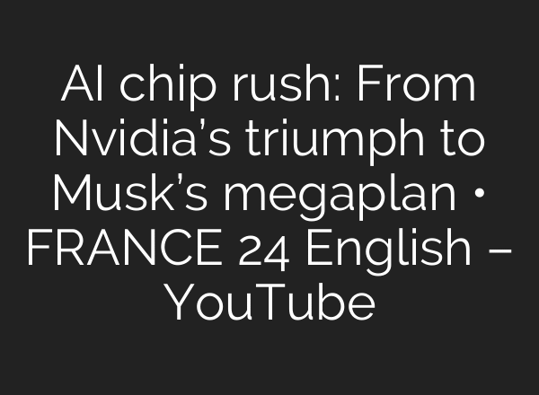 AI chip rush: From Nvidia’s triumph to Musk’s megaplan • FRANCE 24 English – YouTube