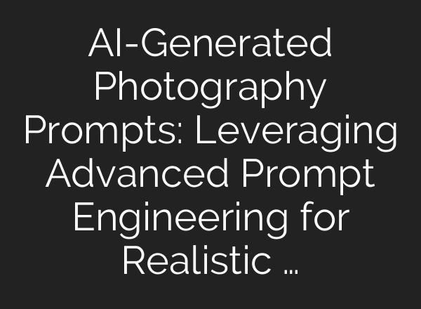 AI-Generated Photography Prompts: Leveraging Advanced Prompt Engineering for Realistic …