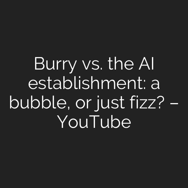 Burry vs. the AI establishment: a bubble, or just fizz? – YouTube