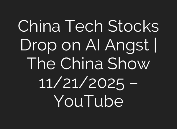 China Tech Stocks Drop on AI Angst | The China Show 11/21/2025 – YouTube