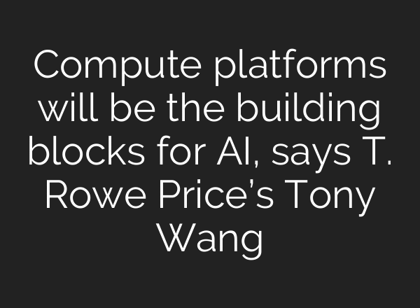 Compute platforms will be the building blocks for AI, says T. Rowe Price’s Tony Wang