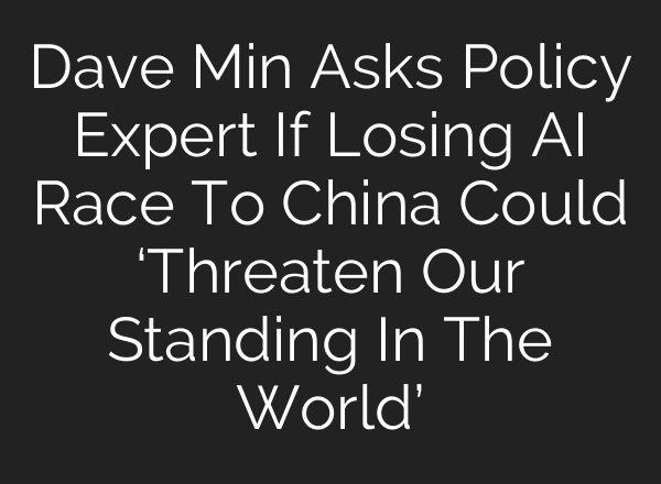 Dave Min Asks Policy Expert If Losing AI Race To China Could ‘Threaten Our Standing In The World’
