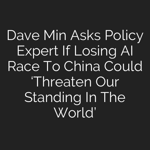 Dave Min Asks Policy Expert If Losing AI Race To China Could ‘Threaten Our Standing In The World’