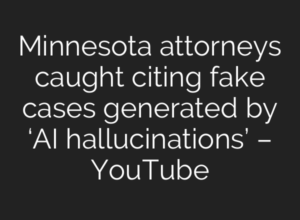 Minnesota attorneys caught citing fake cases generated by ‘AI hallucinations’ – YouTube