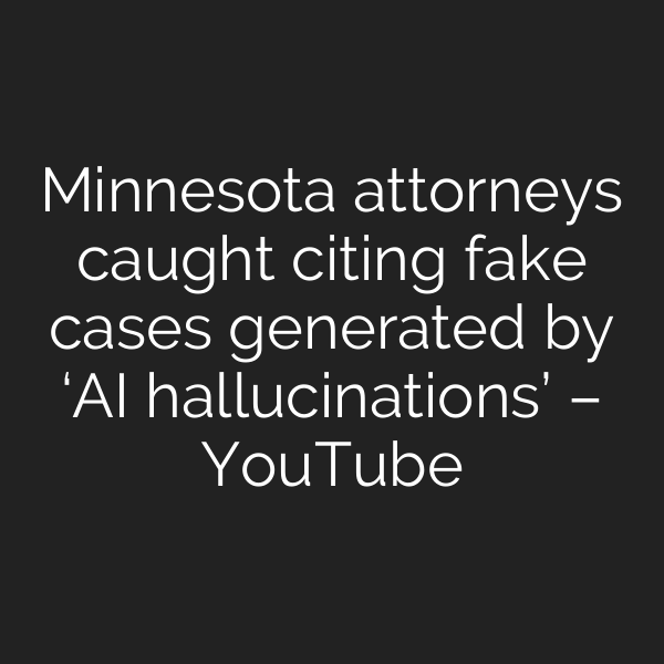 Minnesota attorneys caught citing fake cases generated by ‘AI hallucinations’ – YouTube