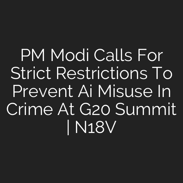 PM Modi Calls For Strict Restrictions To Prevent Ai Misuse In Crime At G20 Summit | N18V