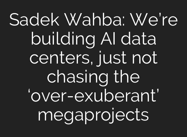 Sadek Wahba: We’re building AI data centers, just not chasing the ‘over-exuberant’ megaprojects