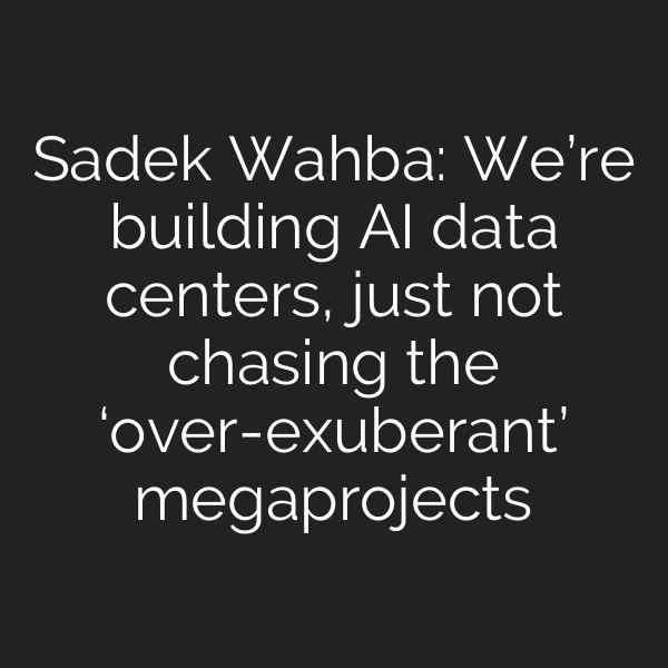 Sadek Wahba: We’re building AI data centers, just not chasing the ‘over-exuberant’ megaprojects