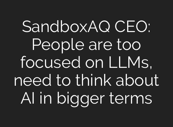 SandboxAQ CEO: People are too focused on LLMs, need to think about AI in bigger terms