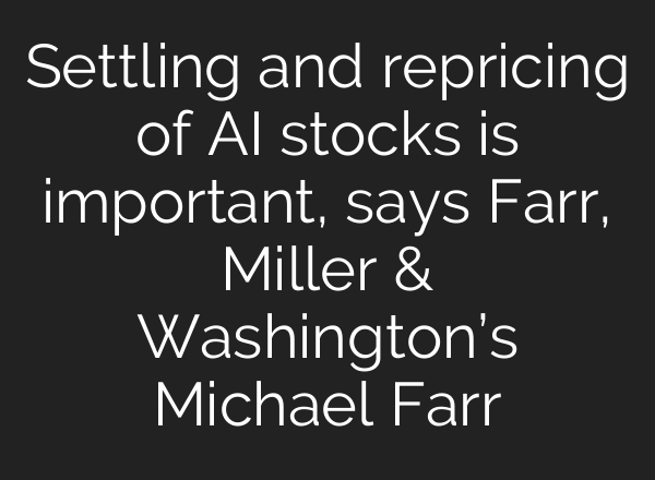 Settling and repricing of AI stocks is important, says Farr, Miller & Washington’s Michael Farr