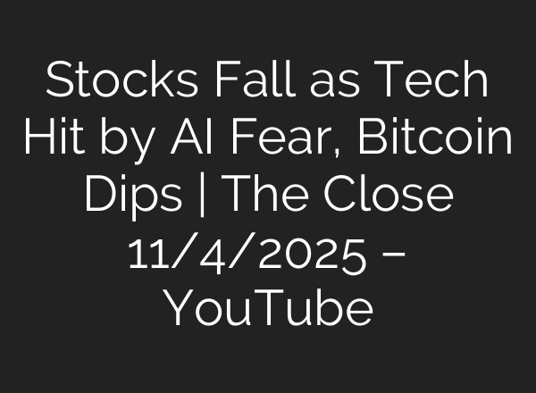 Stocks Fall as Tech Hit by AI Fear, Bitcoin Dips | The Close 11/4/2025 – YouTube