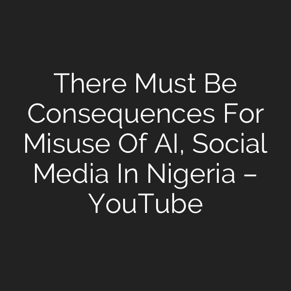 There Must Be Consequences For Misuse Of AI, Social Media In Nigeria – YouTube