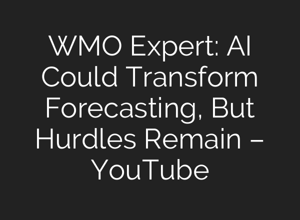 WMO Expert: AI Could Transform Forecasting, But Hurdles Remain – YouTube