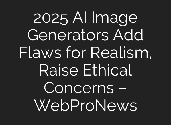 2025 AI Image Generators Add Flaws for Realism, Raise Ethical Concerns – WebProNews
