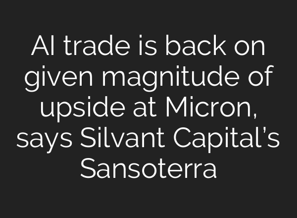 AI trade is back on given magnitude of upside at Micron, says Silvant Capital’s Sansoterra