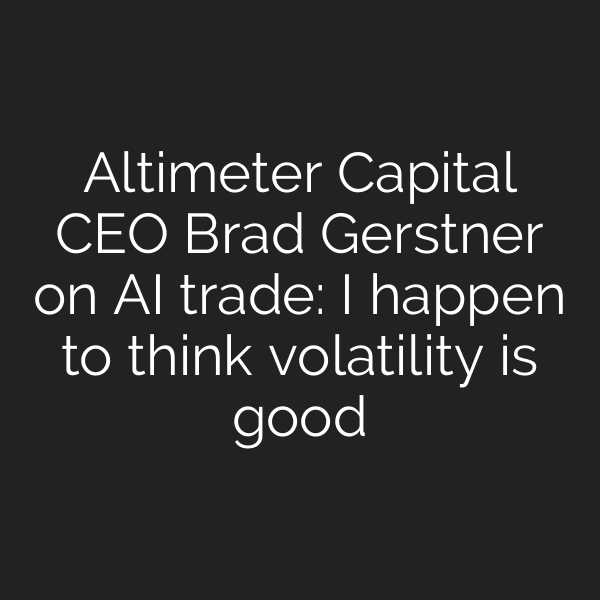 Altimeter Capital CEO Brad Gerstner on AI trade: I happen to think volatility is good