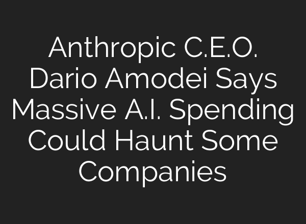 Anthropic C.E.O. Dario Amodei Says Massive A.I. Spending Could Haunt Some Companies