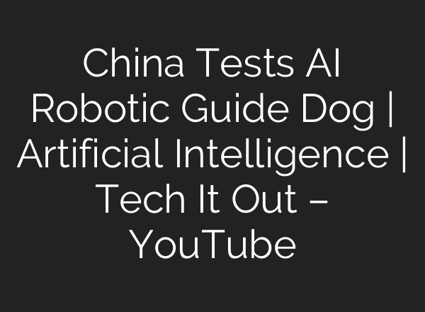 China Tests AI Robotic Guide Dog | Artificial Intelligence | Tech It Out – YouTube