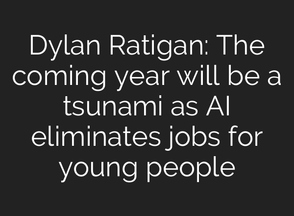 Dylan Ratigan: The coming year will be a tsunami as AI eliminates jobs for young people