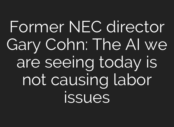 Former NEC director Gary Cohn: The AI we are seeing today is not causing labor issues