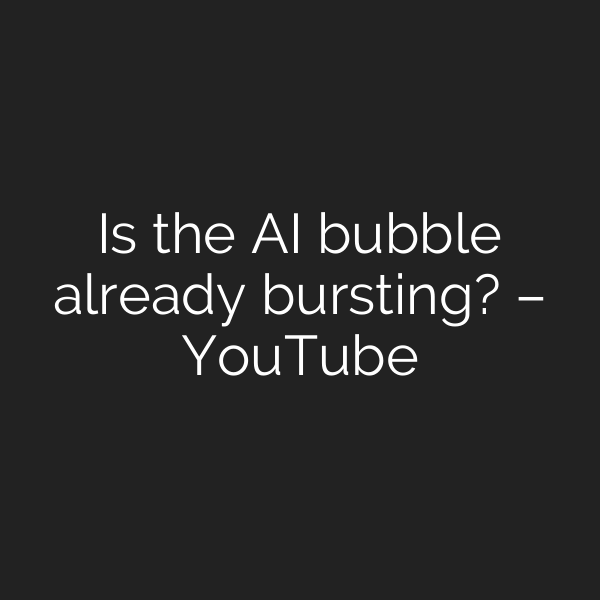 Is the AI bubble already bursting? – YouTube