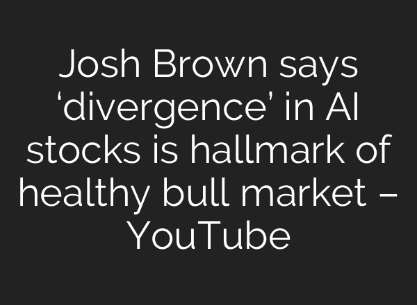 Josh Brown says ‘divergence’ in AI stocks is hallmark of healthy bull market – YouTube