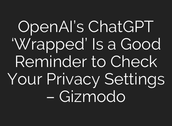 OpenAI’s ChatGPT ‘Wrapped’ Is a Good Reminder to Check Your Privacy Settings – Gizmodo