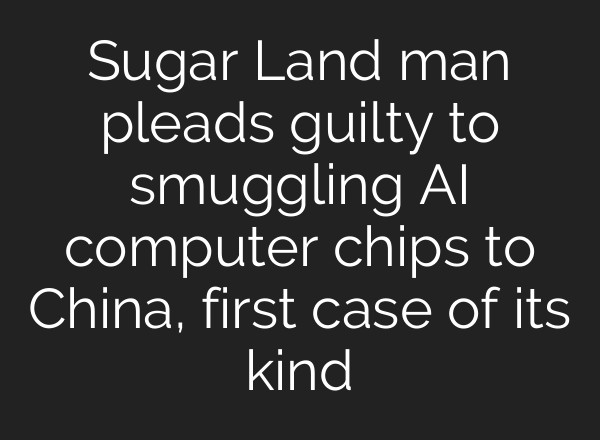 Sugar Land man pleads guilty to smuggling AI computer chips to China, first case of its kind