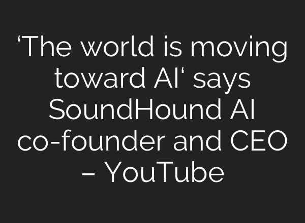‘The world is moving toward AI‘ says SoundHound AI co-founder and CEO – YouTube