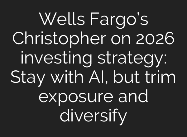 Wells Fargo’s Christopher on 2026 investing strategy: Stay with AI, but trim exposure and diversify