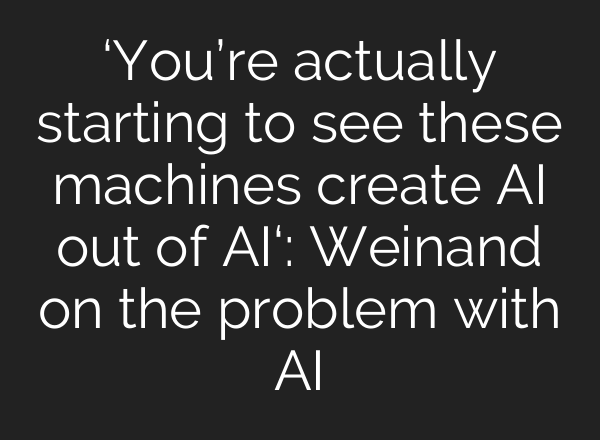 ‘You’re actually starting to see these machines create AI out of AI‘: Weinand on the problem with AI