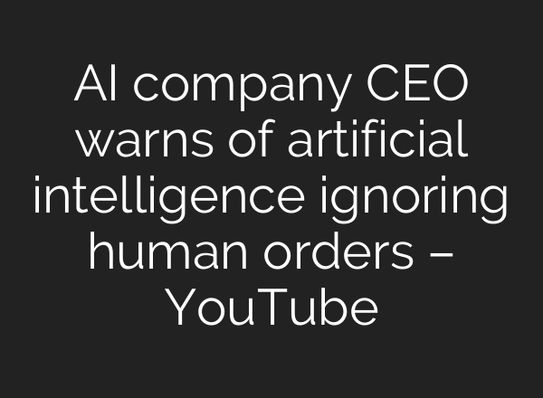 AI company CEO warns of artificial intelligence ignoring human orders – YouTube