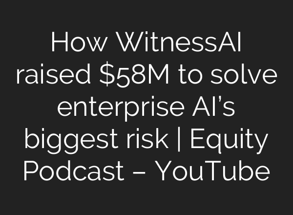 How WitnessAI raised $58M to solve enterprise AI’s biggest risk | Equity Podcast – YouTube
