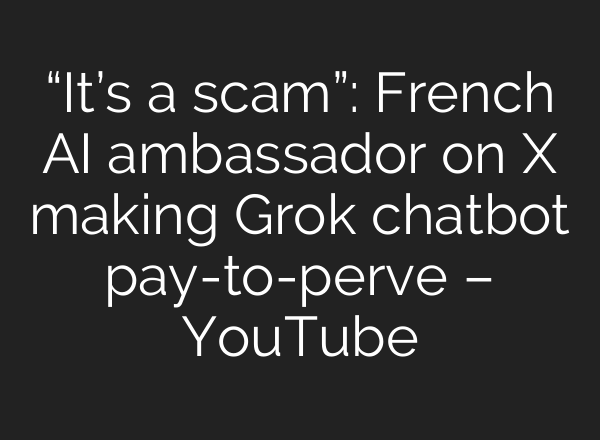 “It’s a scam”: French AI ambassador on X making Grok chatbot pay-to-perve – YouTube