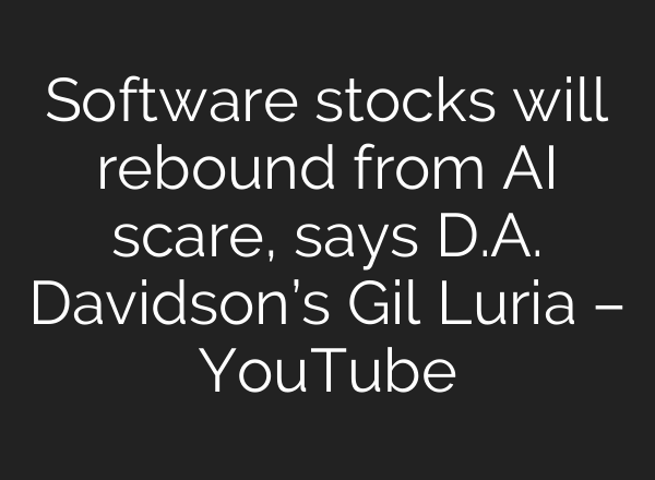 Software stocks will rebound from AI scare, says D.A. Davidson’s Gil Luria – YouTube