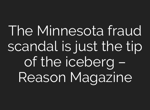 The Minnesota fraud scandal is just the tip of the iceberg – Reason Magazine