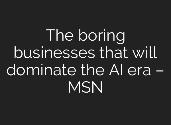 The boring businesses that will dominate the AI era – MSN