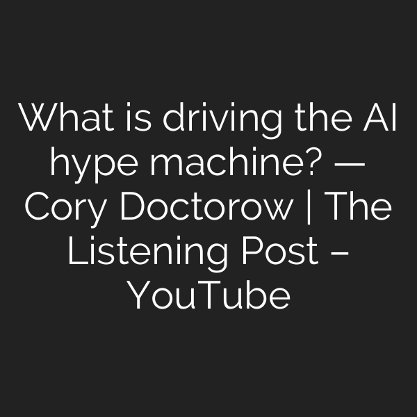 What is driving the AI hype machine? — Cory Doctorow | The Listening Post – YouTube